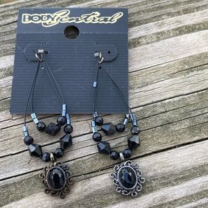 Body Central black beaded drop earrings retro gothic earrings
